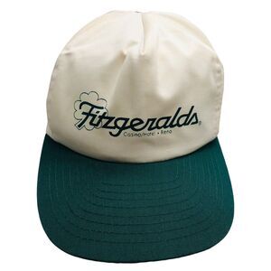 Vtg 80s FITZGERALDS BASEBALL HAT CAP Snapback Trucker VEGAS CASINO Lucky Clover